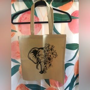 Reusable Canvas Tote - Elephant graphic - never used